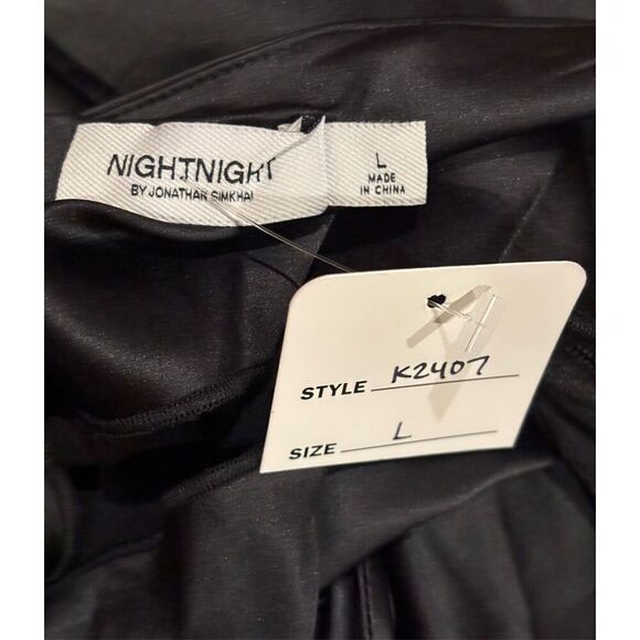 Night Night by Jonathan Simkhai Anya Ruched Slip Dress in Black NWT Size Large - Picture 5 of 6
